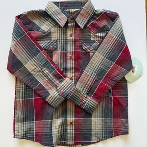 Red Plaid Toddle Wrangler Long Sleeve Shirt - 4T / NWT